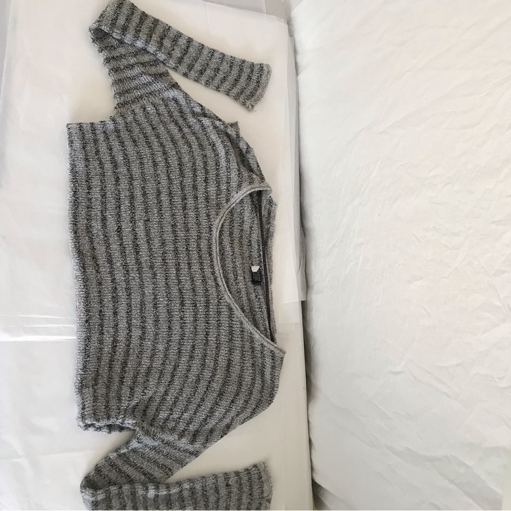 Volcom Black and Gray Striped High Low Sweater